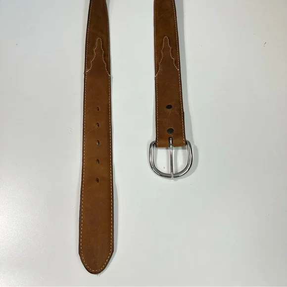Justin Top Grain Classic Western Leather Belt 53709 Brown Sz 32 Removable Buckle - Picture 3 of 12
